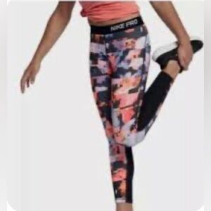 NIKE PRO athletic compression leggings size kids girls medium 8/10